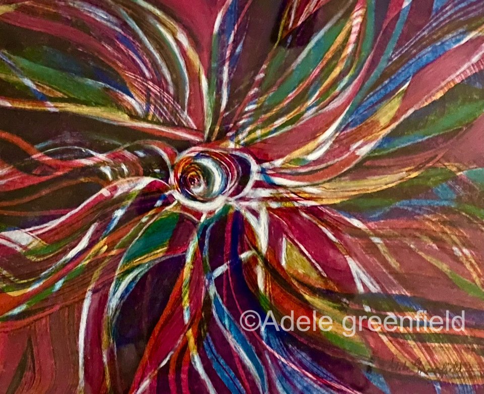 Energy Within – Monoprint + colored pencil